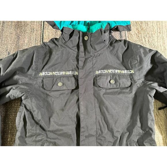 Burton Snowboard Ski Jacket Girls Large Black Hooded Sherpa lined - Picture 2 of 11